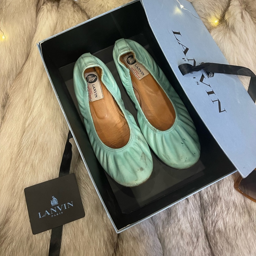 Marine Jade ||LANVIN|| RARE Ballet Goatskin Flats★